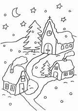 Weihnachten Dorf Malvorlagen Schnee Verschneites Malvorlage Weihnachts Malen Erwachsene Schule Landschaften Onlycoloringpages sketch template