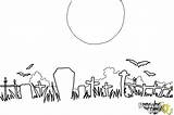 Cemetery Draw Coloring Drawingnow sketch template