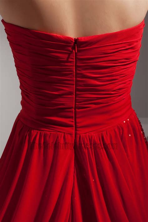 sexy red strapless sweetheart chiffon prom gown evening dress thecelebritydresses