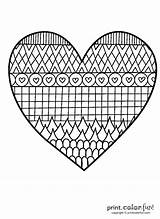 Coloring Heart Patterned Color sketch template