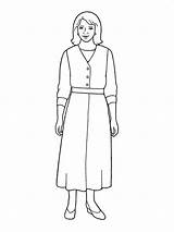 Woman Standing Mother Coloring Pages Lds Sketch Wearing Dress Base Primarily Inclined Symbols Primary Template Nursery Manual Library sketch template
