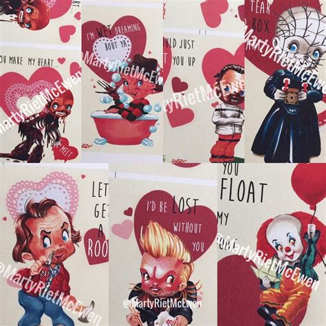 image  set  horror valentine cards  funny valentine valentines