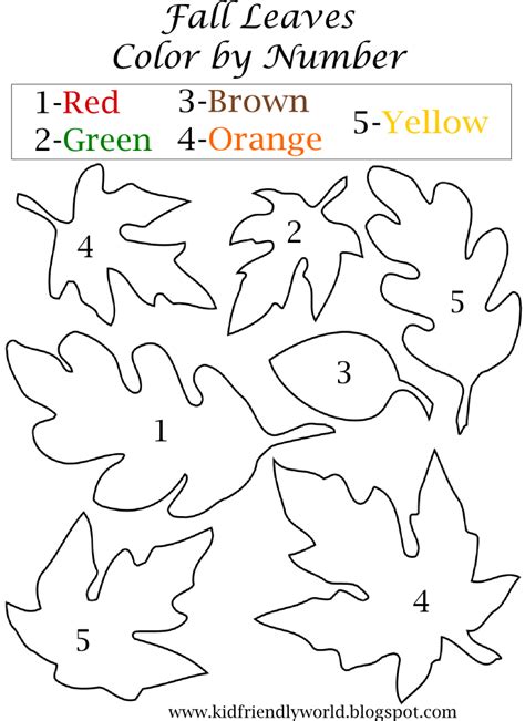 kid friendly world fall leaf color  number worksheet fall leaves