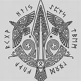 Odin Norse Gungnir Spear Tattoos Symbols sketch template