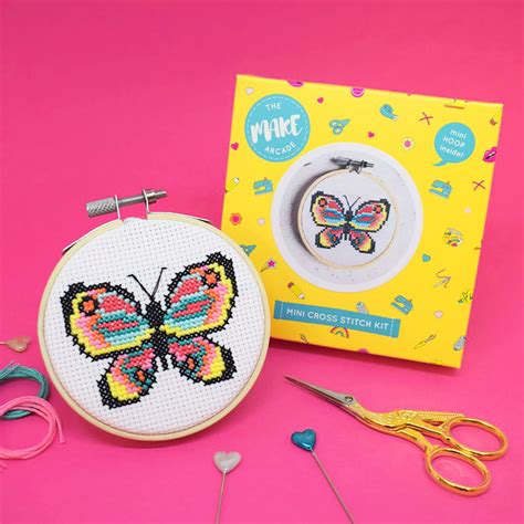 butterfly mini cross stitch kit   arcade