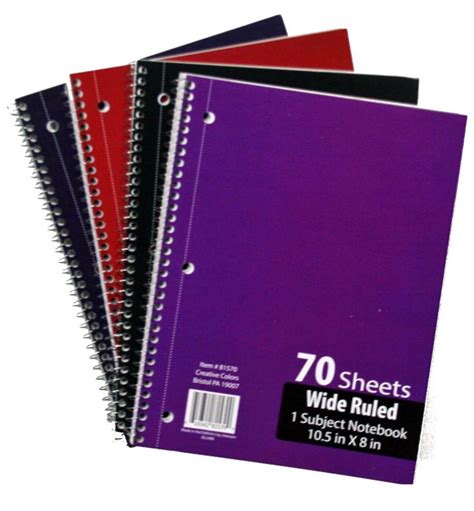 pieces  subject wide ruled school notebooks  pages notebooks