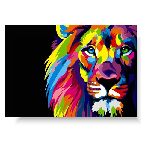 obraz pozytywny kolorowy lew obrazy ze zwierzetami recznie malowane na