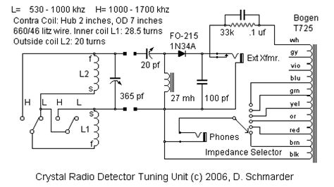 contracoil crystal radio schematic   radio vintage radio electrical projects