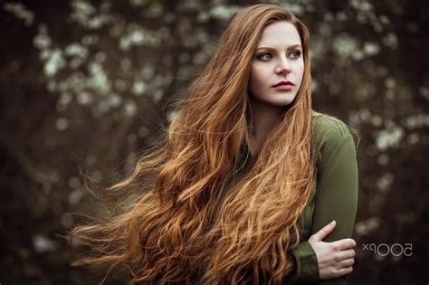 wallpaper face women outdoors redhead model looking away long