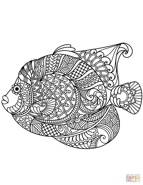 angelfish zentangle coloring page  printable coloring pages