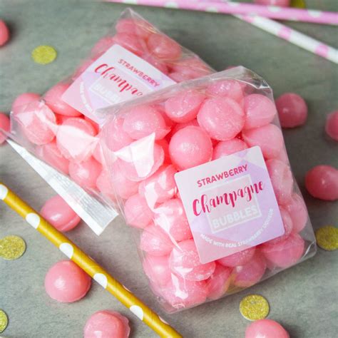 boozy champagne strawberry sweets  hollys lollies notonthehighstreetcom