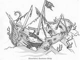 Sunken Shipwreck Sunk Pulled Pencil sketch template