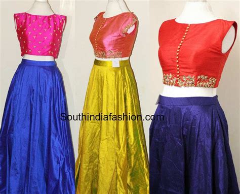 designer long skirts  crop tops south india fashion