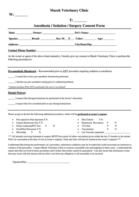 Surgery Consent Form Printable Pdf Download