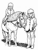 Horse Girls Coloring Two Kids Pages Animals sketch template