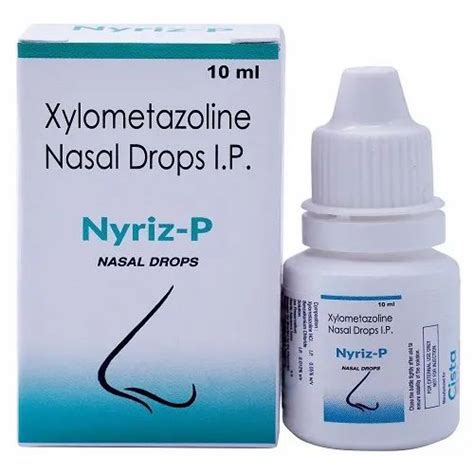 nyriz p xylometazoline nasal drops ip packaging size  ml  hospital  rs piece