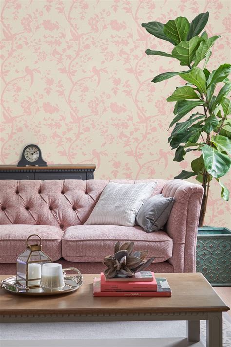 oriental garden chalk pink floral wallpaper laura ashley