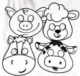 Farm Animal Masks Animals Crafts Kids Color Mask Diy Printable Coloring Craft Set Pig Choose Own Under Cute Visitar Da sketch template