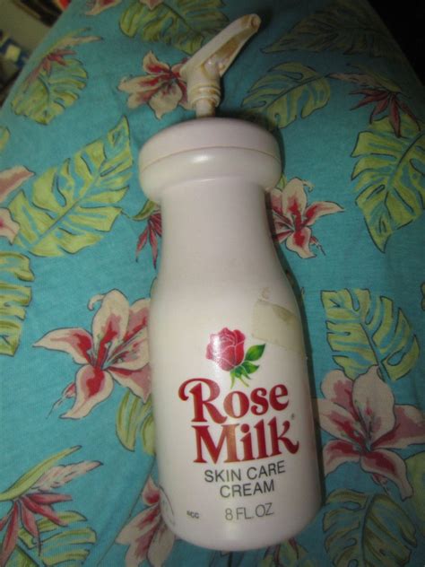 vintage 1970s rose milk skin care cream pink plastic bottle 8