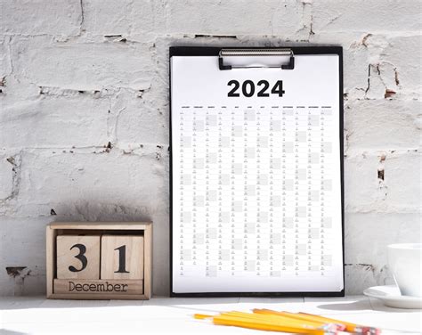 2024 Calendar Blank Vertical Yearly View Extra Large Wall Etsy