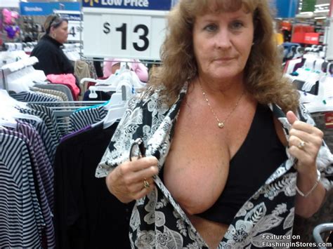 wife flashes her saggy boobs flashing in stores