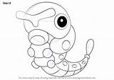 Caterpie Pokemon Draw Drawing Step Line Drawingtutorials101 Learn Tutorials Getdrawings sketch template