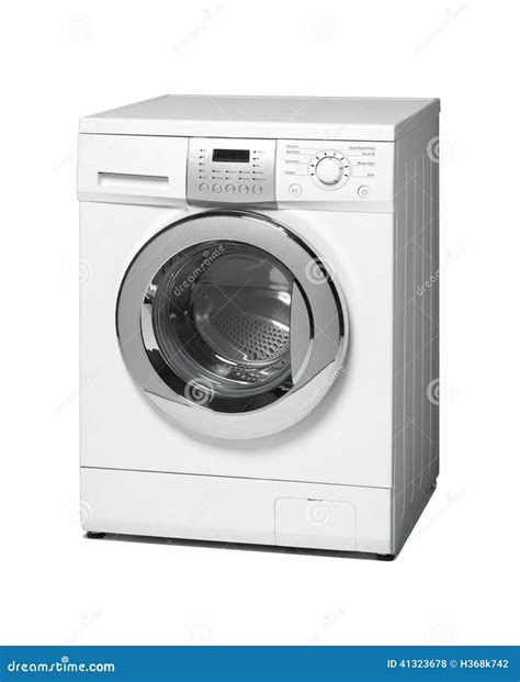 wasmachine die op wit wordt geisoleerdu stock foto image  voorwerp modern