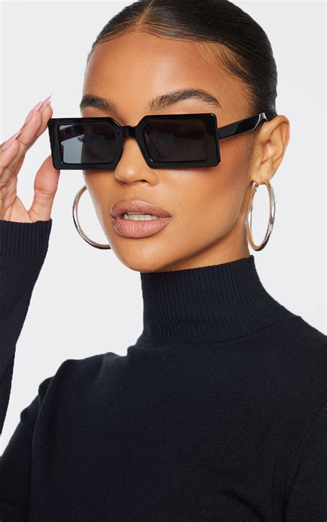 black square frame slimline sunglasses prettylittlething aus
