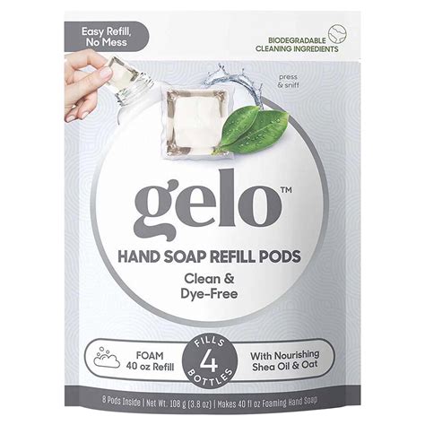 gelo foaming hand soap refill pods clean clear dye   fl oz vitacost