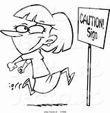 Caution Coloring Cartoon Running Sign Designlooter Outlined Past Vector Woman sketch template