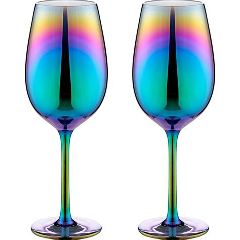 Iridescent Wine Glasses 2 Pack Home And Garden George Rainbow