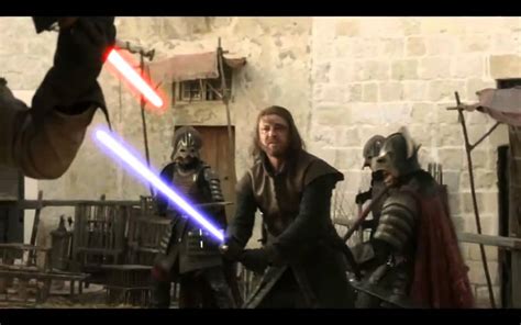 Jaime Lannister Vs Eddard Stark Lightsaber Battle Youtube