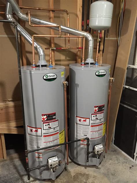ao smith gcr   hot water heaters installed   parallel system water heaters installed