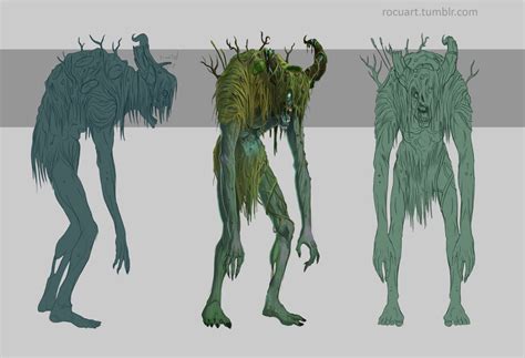 artstation swamp monster turn  pencil equipped character design monster characters