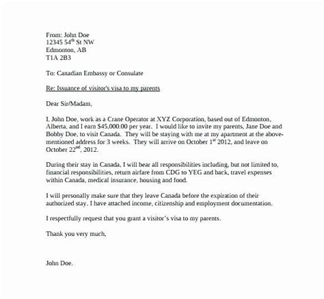 sample letter  canadian visa invitation