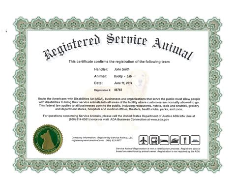 service dog certificate template  business templates