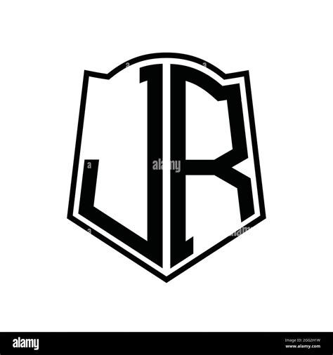 jr logo monogram  shield shape outline design template isolated