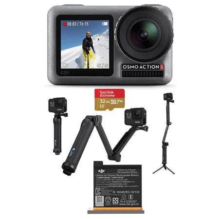 dji osmo action  hdr camera  gopro    mount xtra battery gb card cpos