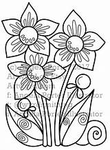 Digital Stamp Flower Whimsical Coloring Etsy sketch template