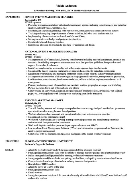 sample event marketing manager resume special  manager resumes