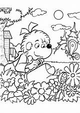 Coloring Pages Garden Bears Berenstain Sheets Bear Sister Kids Watering Week Printable Gardens Activity Colouring Worksheets Winter Child sketch template