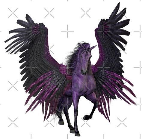 purple violet black fantasy pegasus flying horse  colorflowart