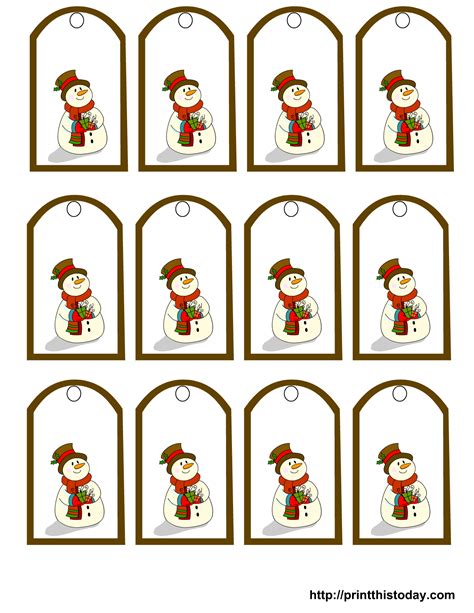printable snowman christmas gift tags