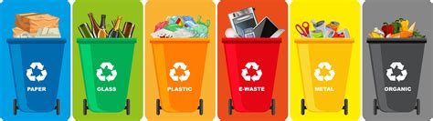 colorful recycle bins  recycle symbol isolated  vector art