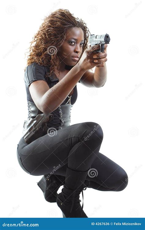 woman aiming  gun royalty  stock image image