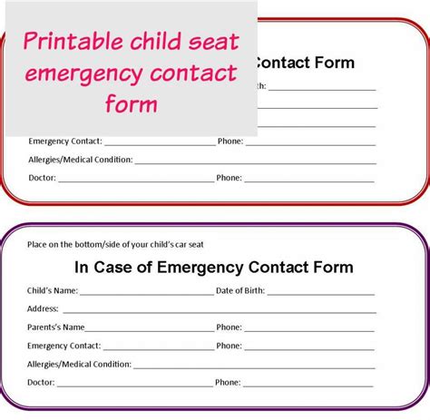 child emergency id card printable