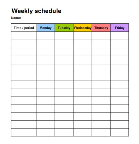 printable time block schedule template printable templates