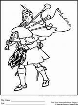 Bagpipes Kilt Burns Colouring Highlander Printable Andrews Mournful sketch template