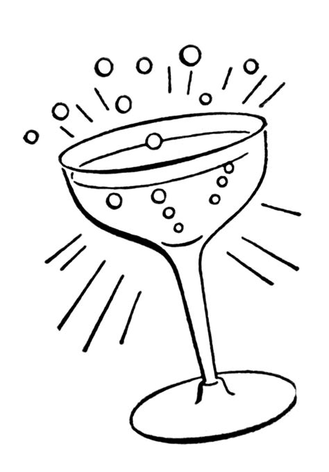 Retro Line Drawings Cocktail Glass The Graphics Fairy
