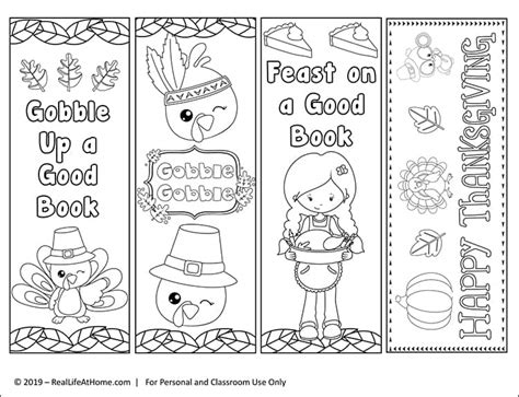 printable thanksgiving bookmarks  color  kids